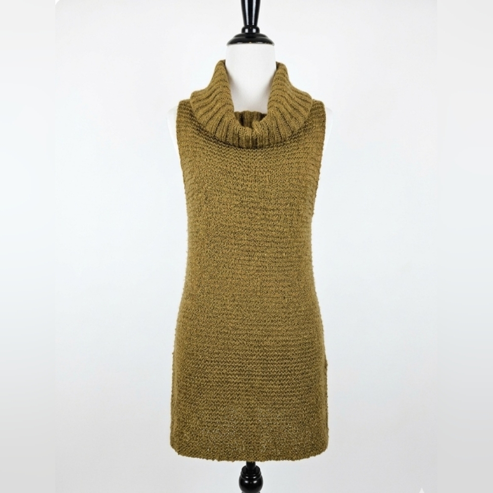 Chic Olive Green Chunky Knit Cowl Neck Tunic by Charlie Page